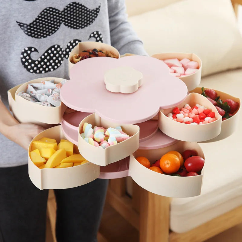 Tinsel Blooming Snack Tray – Twist-Open Rotating Serving Tray