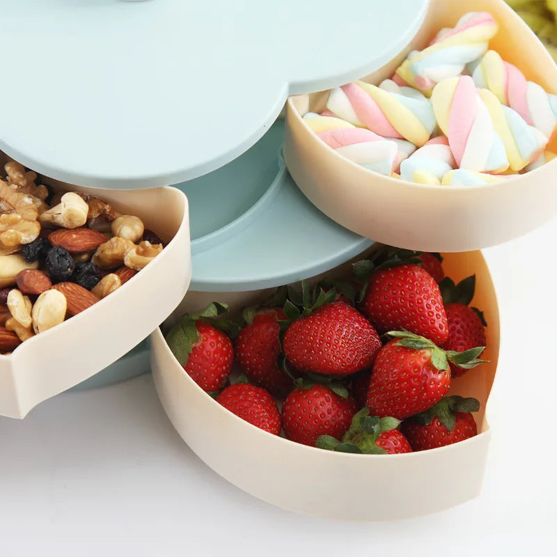 Tinsel Blooming Snack Tray – Twist-Open Rotating Serving Tray