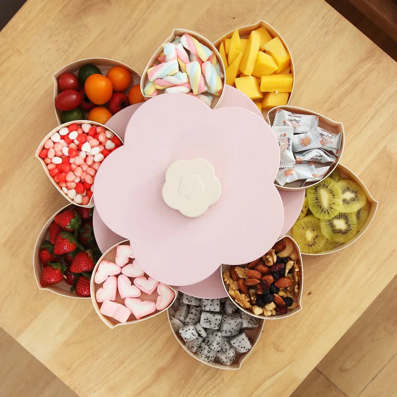 Tinsel Blooming Snack Tray – Twist-Open Rotating Serving Tray
