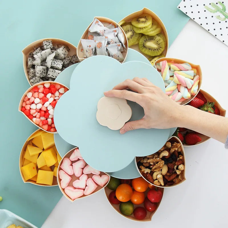 Tinsel Blooming Snack Tray – Twist-Open Rotating Serving Tray