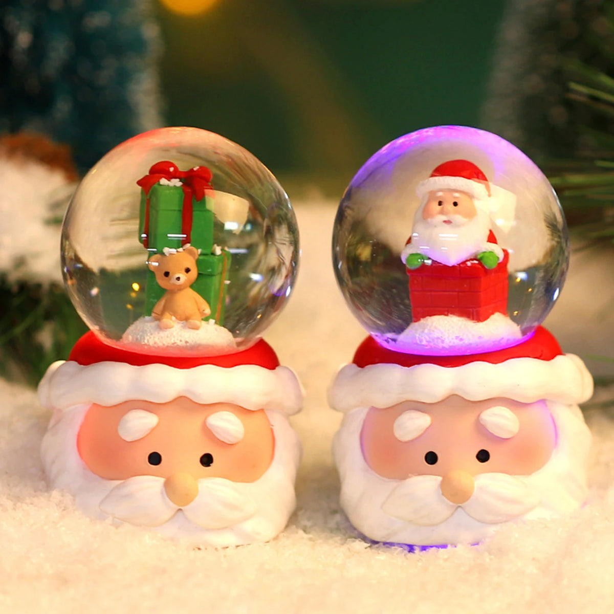 Tinsel Lighted Christmas Snow Globe