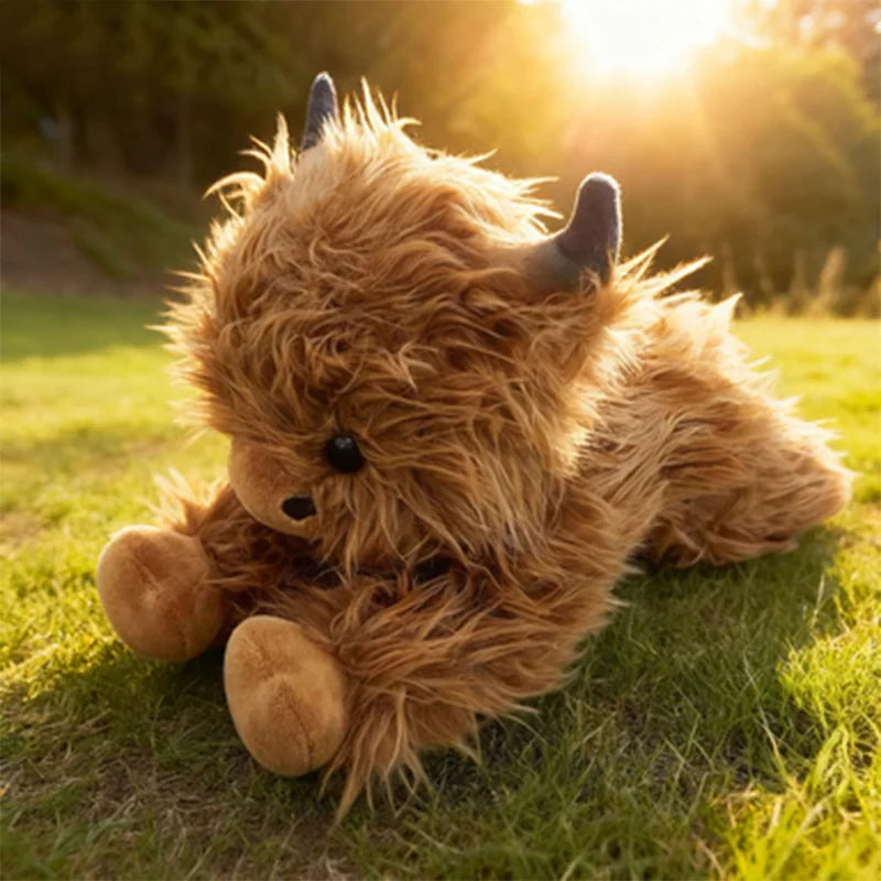 Tinsel Highland Cow Plush – Fluffy Christmas Cow Stuffed Animal
