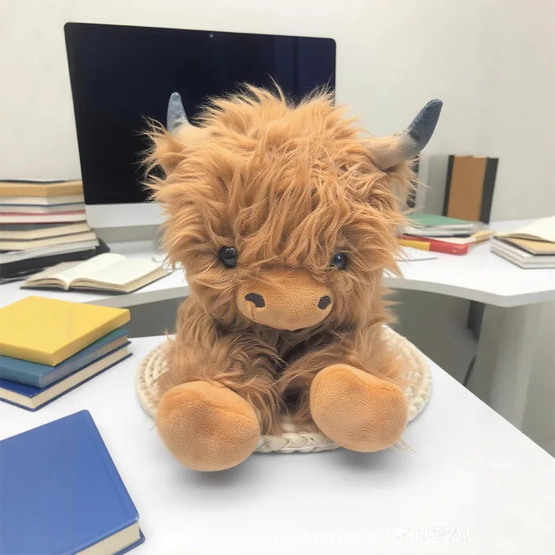 Tinsel Highland Cow Plush – Fluffy Christmas Cow Stuffed Animal