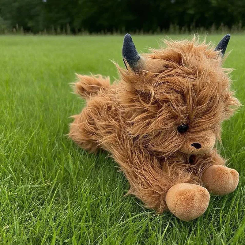 Tinsel Highland Cow Plush – Fluffy Christmas Cow Stuffed Animal