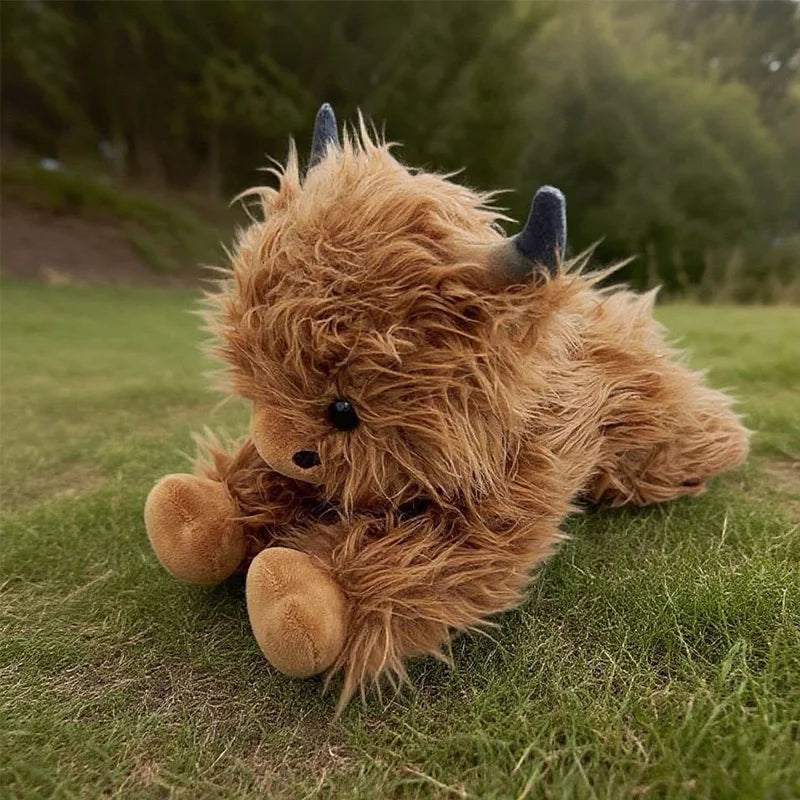 Tinsel Highland Cow Plush – Fluffy Christmas Cow Stuffed Animal