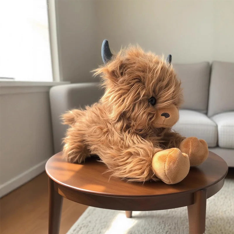 Tinsel Highland Cow Plush – Fluffy Christmas Cow Stuffed Animal